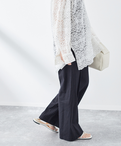 journal standard L'essage（ジャーナルスタンダードレサージュ）の「《追加2》綿麻イージーフレアパンツ（スラックス・レディース・ネイビー/ブラック/カーキ・38/36）」の8枚目の写真