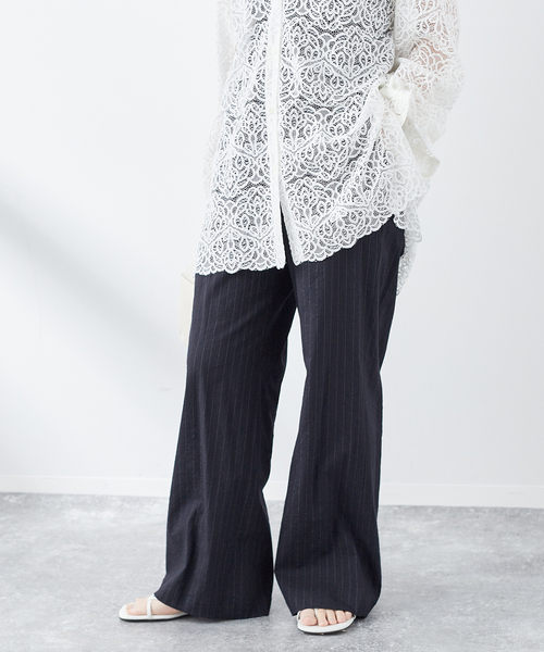 journal standard L'essage（ジャーナルスタンダードレサージュ）の「《追加2》綿麻イージーフレアパンツ（スラックス・レディース・ネイビー/ブラック/カーキ・38/36）」の10枚目の写真
