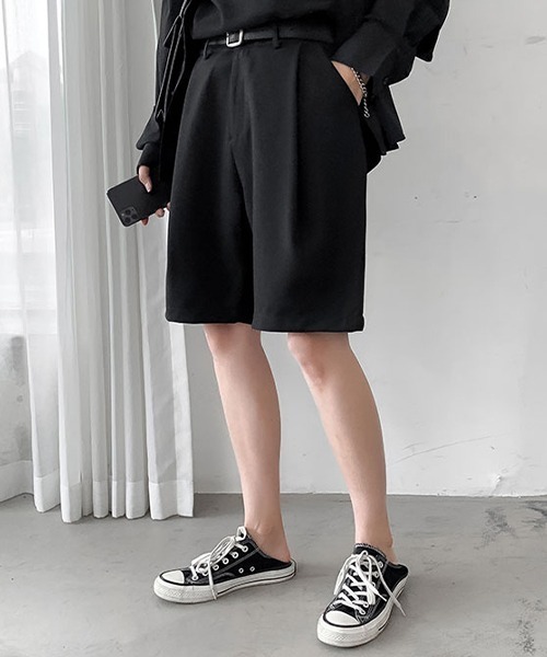 SEN TOKYO（セントーキョー）の「洗練大人カジュアル。タック入り ハーフスラックス（スラックス・メンズ・ブラック/ホワイト・M/L/XL）」の8枚目の写真