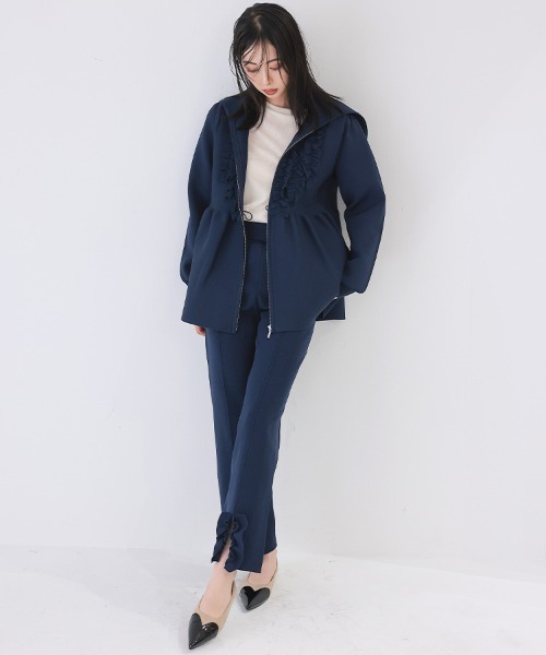 DONOBAN(ドノバン)の「ミラノリブフリルパンツ(その他パンツ・レディース・ネイビー/グレー/ブラック・LONG/SHORT)」の14枚目の写真
