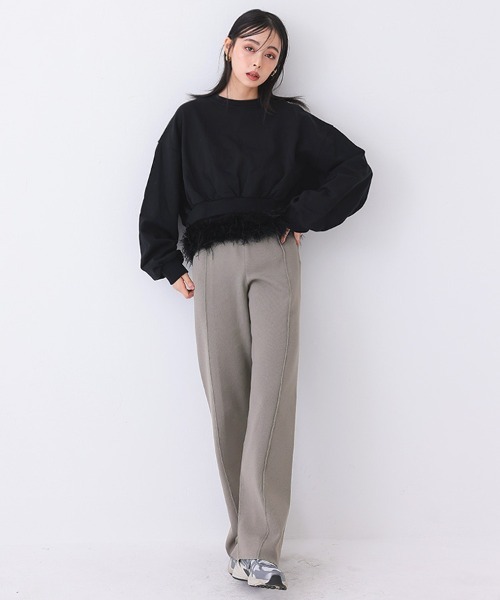 DONOBAN(ドノバン)の「ミラノリブフリルパンツ(その他パンツ・レディース・ネイビー/グレー/ブラック・LONG/SHORT)」の19枚目の写真