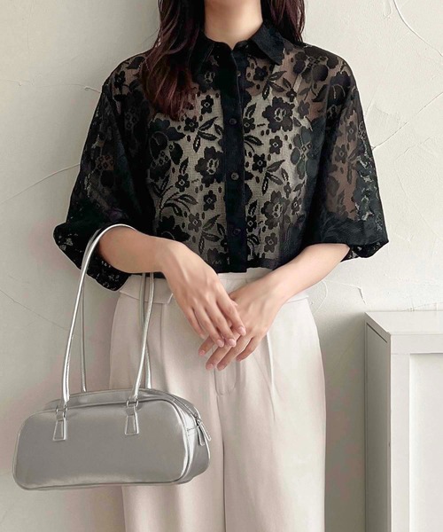 apres jour clair(アプレジュールクレア)の「【apres jour clair】アソートショートシアーシャツ【ZOZOTOWN限定アイテム】(シャツ/ブラウス・レディース・オフホワイト/ブラック系その他/サックスブルー/ホワイト系その他・フリー/X-LARGE)」の3枚目の写真