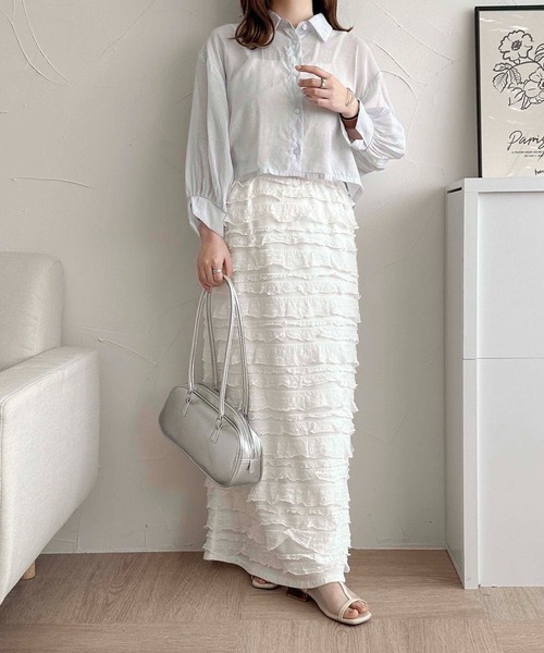 apres jour clair(アプレジュールクレア)の「【apres jour clair】アソートショートシアーシャツ【ZOZOTOWN限定アイテム】(シャツ/ブラウス・レディース・オフホワイト/ブラック系その他/サックスブルー/ホワイト系その他・フリー/X-LARGE)」の12枚目の写真
