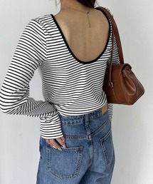 nelliy.（ネルリー）の「【新色追加】バックオープンリブトップス（Tシャツ/カットソー）」