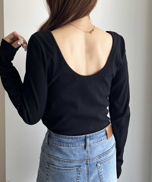 touma様 セール】【新色追加】バックオープンリブトップス（Tシャツ