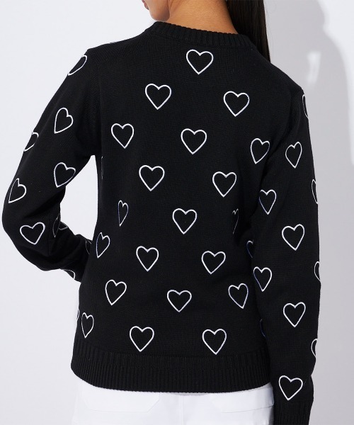セール】羊毛混 ハート柄 クルーネックセーター（ニット/セーター