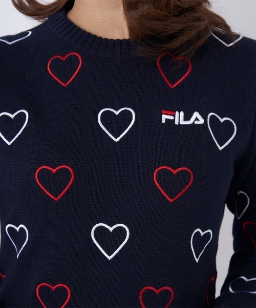 羊毛混 ハート柄 クルーネックセーター（ニット/セーター）｜FILA GOLF