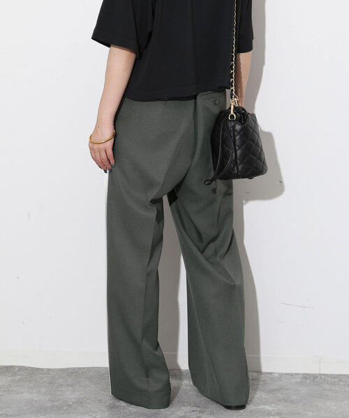 【SLOBE IENA】ツイルサイドボタンハイウエストパンツ チェック SLOBE IENA】ツイルサイドボタンハイウエストパンツ チェック