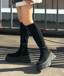 極盛り厚底ストレッチロングブーツ