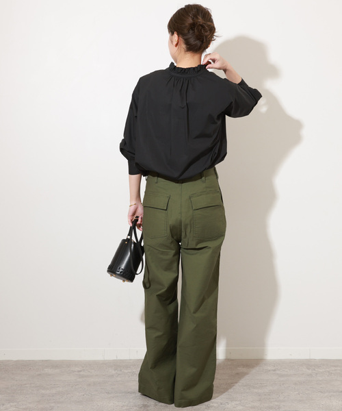 JOURNAL STANDARD relume（ジャーナルスタンダード　レリューム）の「《追加7》ハイカウントコットンスタンドカラー2way（シャツ/ブラウス・レディース・ブルー系その他/ホワイト/ブラック・FREE）」の6枚目の写真