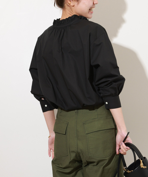 JOURNAL STANDARD relume（ジャーナルスタンダード　レリューム）の「《追加7》ハイカウントコットンスタンドカラー2way（シャツ/ブラウス・レディース・ブルー系その他/ホワイト/ブラック・FREE）」の9枚目の写真