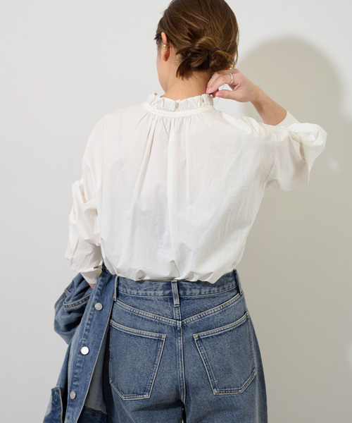 JOURNAL STANDARD relume（ジャーナルスタンダード　レリューム）の「《追加7》ハイカウントコットンスタンドカラー2way（シャツ/ブラウス・レディース・ブルー系その他/ホワイト/ブラック・FREE）」の15枚目の写真