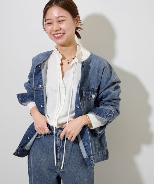 JOURNAL STANDARD relume（ジャーナルスタンダード　レリューム）の「《追加7》ハイカウントコットンスタンドカラー2way（シャツ/ブラウス・レディース・ブルー系その他/ホワイト/ブラック・FREE）」の16枚目の写真