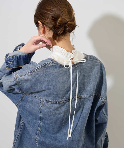 JOURNAL STANDARD relume（ジャーナルスタンダード　レリューム）の「《追加7》ハイカウントコットンスタンドカラー2way（シャツ/ブラウス・レディース・ブルー系その他/ホワイト/ブラック・FREE）」の17枚目の写真