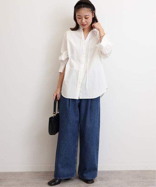 JOURNAL STANDARD relume（ジャーナルスタンダード　レリューム）の「《追加7》ハイカウントコットンスタンドカラー2way（シャツ/ブラウス・レディース・ブルー系その他/ホワイト/ブラック・FREE）」の18枚目の写真