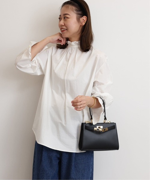 JOURNAL STANDARD relume（ジャーナルスタンダード　レリューム）の「《追加7》ハイカウントコットンスタンドカラー2way（シャツ/ブラウス・レディース・ブルー系その他/ホワイト/ブラック・FREE）」の22枚目の写真