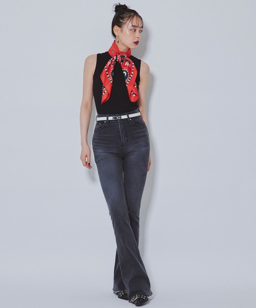 Narcissus（ナルシス）の「ハイネックニットノースリーブ　タンク（タンクトップ・レディース・ブラック/ホワイト・FREE）」の9枚目の写真