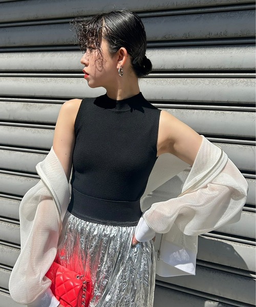 Narcissus（ナルシス）の「ハイネックニットノースリーブ　タンク（タンクトップ・レディース・ブラック/ホワイト・FREE）」の19枚目の写真