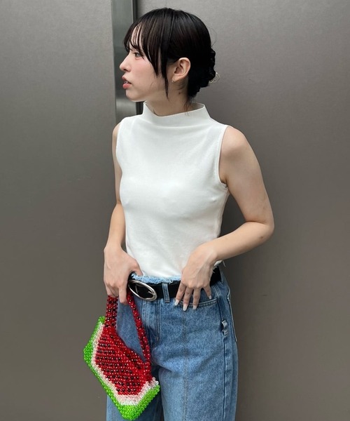 Narcissus（ナルシス）の「ハイネックニットノースリーブ　タンク（タンクトップ・レディース・ブラック/ホワイト・FREE）」の21枚目の写真