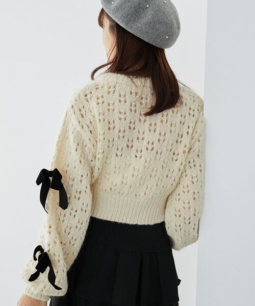 MAJESTIC LEGON（マジェスティックレゴン）の「ロマンティックリボンニット（ニット/セーター・レディース・チャコールグレー/アイボリー/ブラック・MEDIUM）」の20枚目の写真