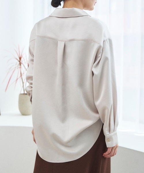 Sirin(シリン)の「≪セットアップ可≫ ヴィンテージサテンサファリシャツ(シャツ/ブラウス・レディース・ブラック/カーキ/オフホワイト・FREE)」の15枚目の写真