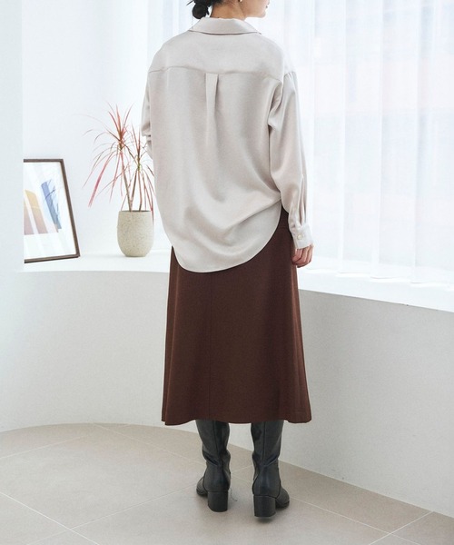 Sirin(シリン)の「≪セットアップ可≫ ヴィンテージサテンサファリシャツ(シャツ/ブラウス・レディース・ブラック/カーキ/オフホワイト・FREE)」の18枚目の写真