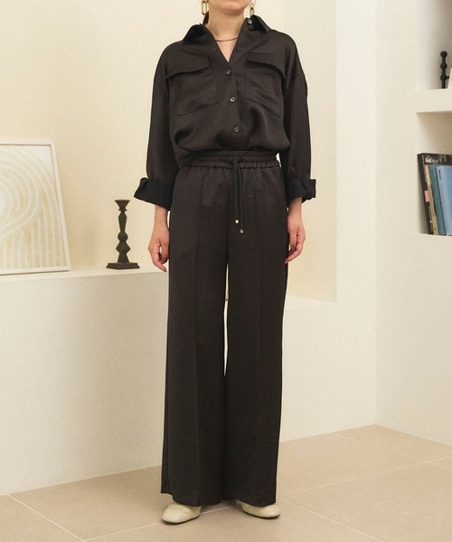 Sirin(シリン)の「≪セットアップ可≫ ヴィンテージサテンサファリシャツ(シャツ/ブラウス・レディース・ブラック/カーキ/オフホワイト・FREE)」の19枚目の写真