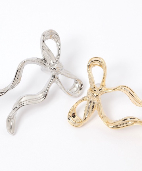 tiny tiny（ティニーティニー）の「垂らしリボンピアス[tiny tiny(ティニーティニー)]（ピアス（両耳用）・レディース・グレー/イエロー・0）」の3枚目の写真