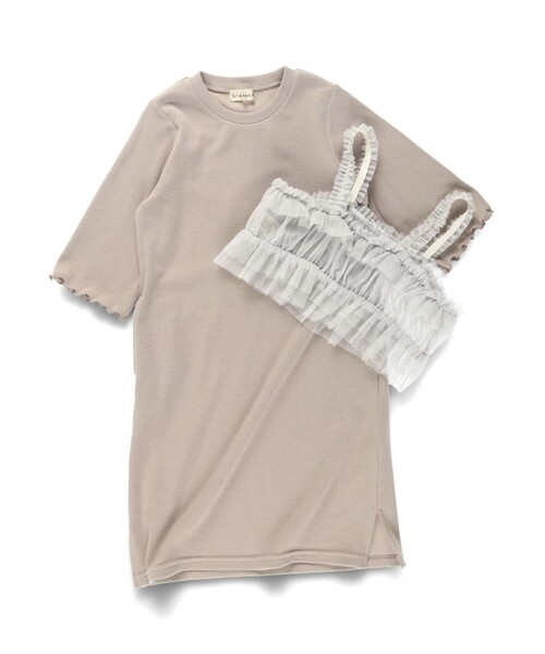 BRANSHES(ブランシェス)の「【プチレディ】ラメチュールビスチェ×ワンピースセット(ワンピース・キッズ・グレイッシュベージュ/ブラック・120/130/140/150/90/100/110)」の10枚目の写真