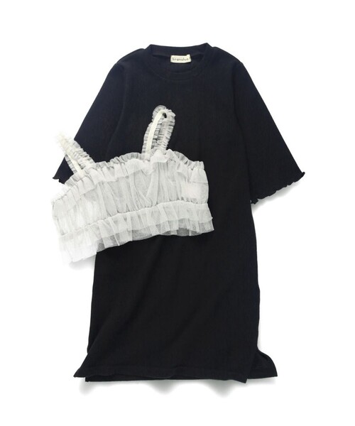 BRANSHES(ブランシェス)の「【プチレディ】ラメチュールビスチェ×ワンピースセット(ワンピース・キッズ・グレイッシュベージュ/ブラック・120/130/140/150/90/100/110)」の16枚目の写真