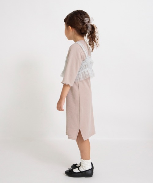 BRANSHES(ブランシェス)の「【プチレディ】ラメチュールビスチェ×ワンピースセット(ワンピース・キッズ・グレイッシュベージュ/ブラック・120/130/140/150/90/100/110)」の8枚目の写真