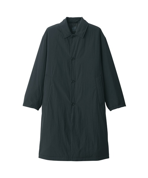MUJI 洗える中わた ステンカラーコート Sサイズ 黒 無印良品（ムジルシリョウヒン）の「紳士 洗える中わた ステン