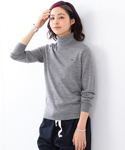 BEAMS BOY(ビームスボーイ)の「LACOSTE / Wool タートルネック SPECIAL(ニット/セーター・レディース・ホワイト/グレー/ネイビー・ONE SIZE)」の2枚目の写真