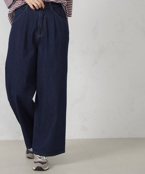 FOUND GOOD(ファウンドグッド)の「EASYタックデニムワイドP(デニムパンツ・レディース・グレー系8/ブルー系5/ネイビー・L/M/S)」の3枚目の写真