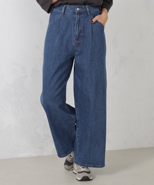 FOUND GOOD(ファウンドグッド)の「EASYタックデニムワイドP(デニムパンツ・レディース・グレー系8/ブルー系5/ネイビー・L/M/S)」の12枚目の写真