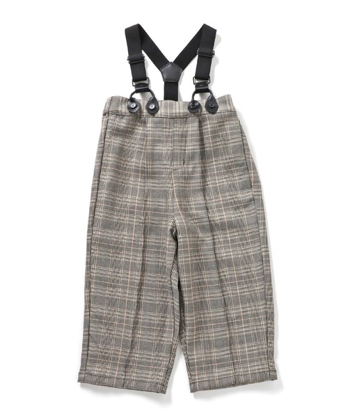 Seraph(セラフ)の「Seraph/セラフ センターピンタックハイウエストサロペットパンツ(サロペット/オーバーオール・キッズ・チェック/ブラック/ブラウン・140/130/120)」の2枚目の写真
