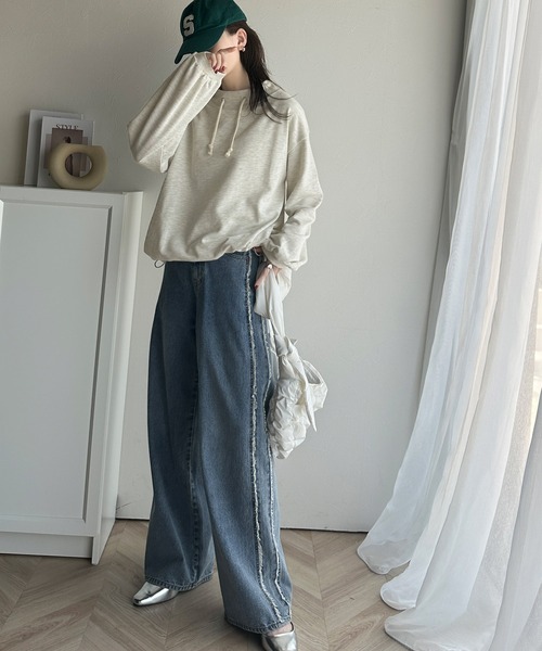 classicalelf(クラシカルエルフ)の「大人カジュアルをアップデート。フェイクフードスタンドネック裏毛プルオーバー(スウェット・レディース・アイボリー/オートミール/ブラック・SMALL/MEDIUM/LARGE/X-LARGE)」の12枚目の写真