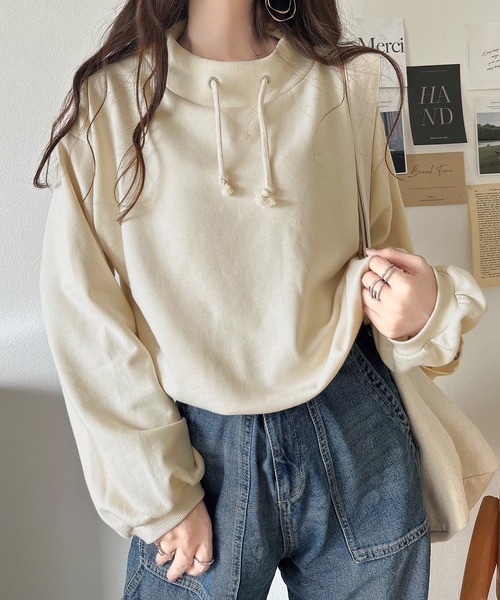classicalelf(クラシカルエルフ)の「大人カジュアルをアップデート。フェイクフードスタンドネック裏毛プルオーバー(スウェット・レディース・アイボリー/オートミール/ブラック・SMALL/MEDIUM/LARGE/X-LARGE)」の16枚目の写真