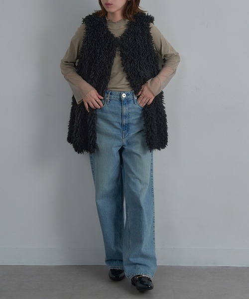 MAISON BREEZE reveur(メゾンブリーズレヴール)の「【MAISON BREEZE reveur】再入荷!プードルボア ミドル丈ベスト 31999M332 XNN(ベスト・レディース・ブラウン/グレイッシュベージュ/オフホワイト/グレー/ブラック・FREE)」の12枚目の写真