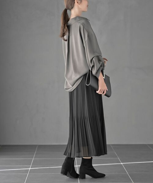 rps（アールピーエス）の「変形袖タックスキッパーブラウス（シャツ/ブラウス・レディース・アイボリー/ブラック/ダークグリーン/チェック/チャコールグレー/ブラウン・フリー）」の10枚目の写真