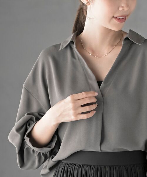 rps（アールピーエス）の「変形袖タックスキッパーブラウス（シャツ/ブラウス・レディース・アイボリー/ブラック/ダークグリーン/チェック/チャコールグレー/ブラウン・フリー）」の11枚目の写真