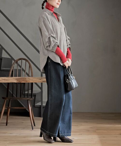 rps（アールピーエス）の「変形袖タックスキッパーブラウス（シャツ/ブラウス・レディース・アイボリー/ブラック/ダークグリーン/チェック/チャコールグレー/ブラウン・フリー）」の18枚目の写真