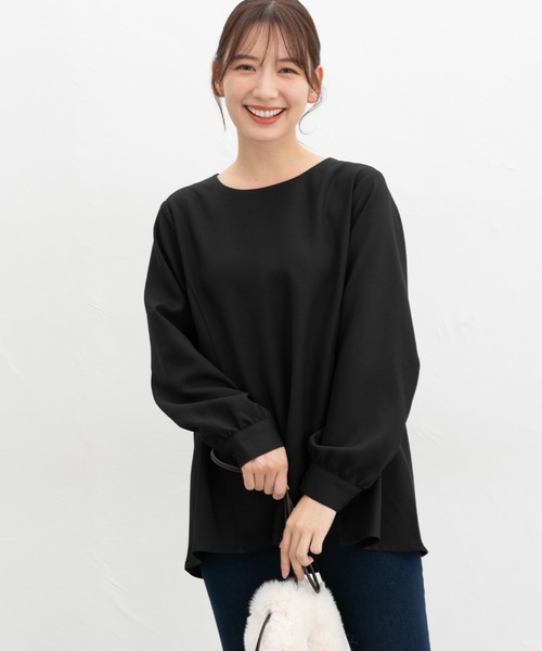 Honeys(ハニーズ)の「ペプラムブラウス(シャツ/ブラウス・レディース・ブラック/ネイビー/ミント/ベージュ・M/L/LL)」の7枚目の写真