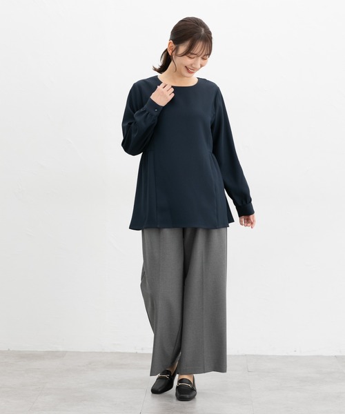 Honeys(ハニーズ)の「ペプラムブラウス(シャツ/ブラウス・レディース・ブラック/ネイビー/ミント/ベージュ・M/L/LL)」の8枚目の写真