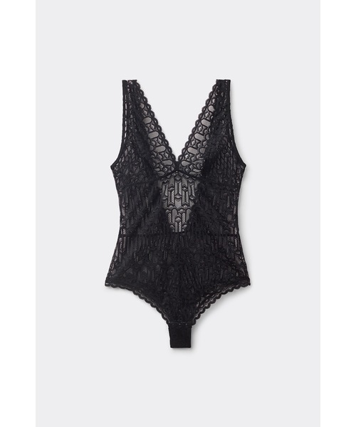 新品タグ付き intimissimi インティミッシミ ボディスーツ M 黒 ウルトラライトモダール＆カシミヤ ハイネック ボディスーツ