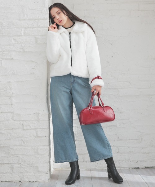 Honeys（ハニーズ）の「衿付ファーブルゾン（ブルゾン・レディース・チャコール/ベージュ/アイボリー/グレー・M/L）」の6枚目の写真