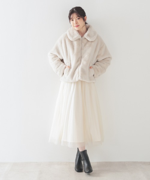 Honeys（ハニーズ）の「衿付ファーブルゾン（ブルゾン・レディース・チャコール/ベージュ/アイボリー/グレー・M/L）」の14枚目の写真