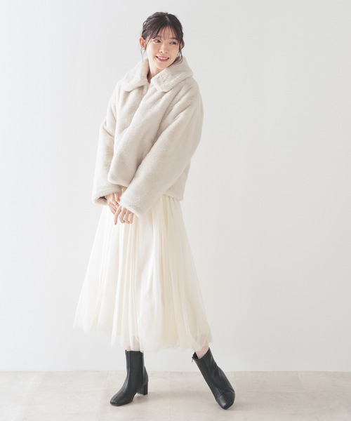 Honeys（ハニーズ）の「衿付ファーブルゾン（ブルゾン・レディース・チャコール/ベージュ/アイボリー/グレー・M/L）」の15枚目の写真