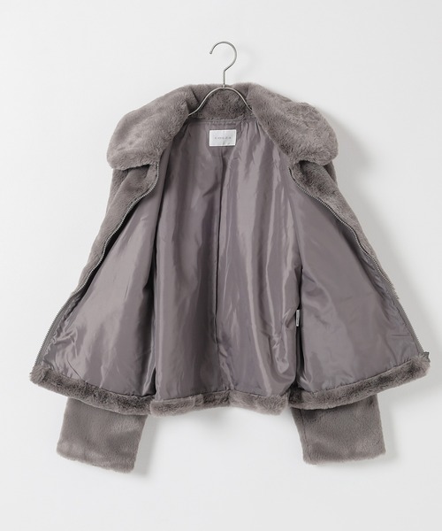 Honeys（ハニーズ）の「衿付ファーブルゾン（ブルゾン・レディース・チャコール/ベージュ/アイボリー/グレー・M/L）」の21枚目の写真