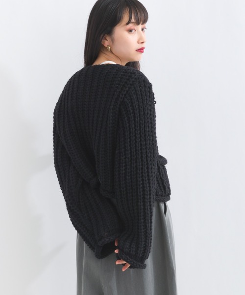 terrace(テラス)の「ローニットカーディガン(ニット/セーター・レディース・ネイビー/オフホワイト/ブラック・MEDIUM)」の7枚目の写真